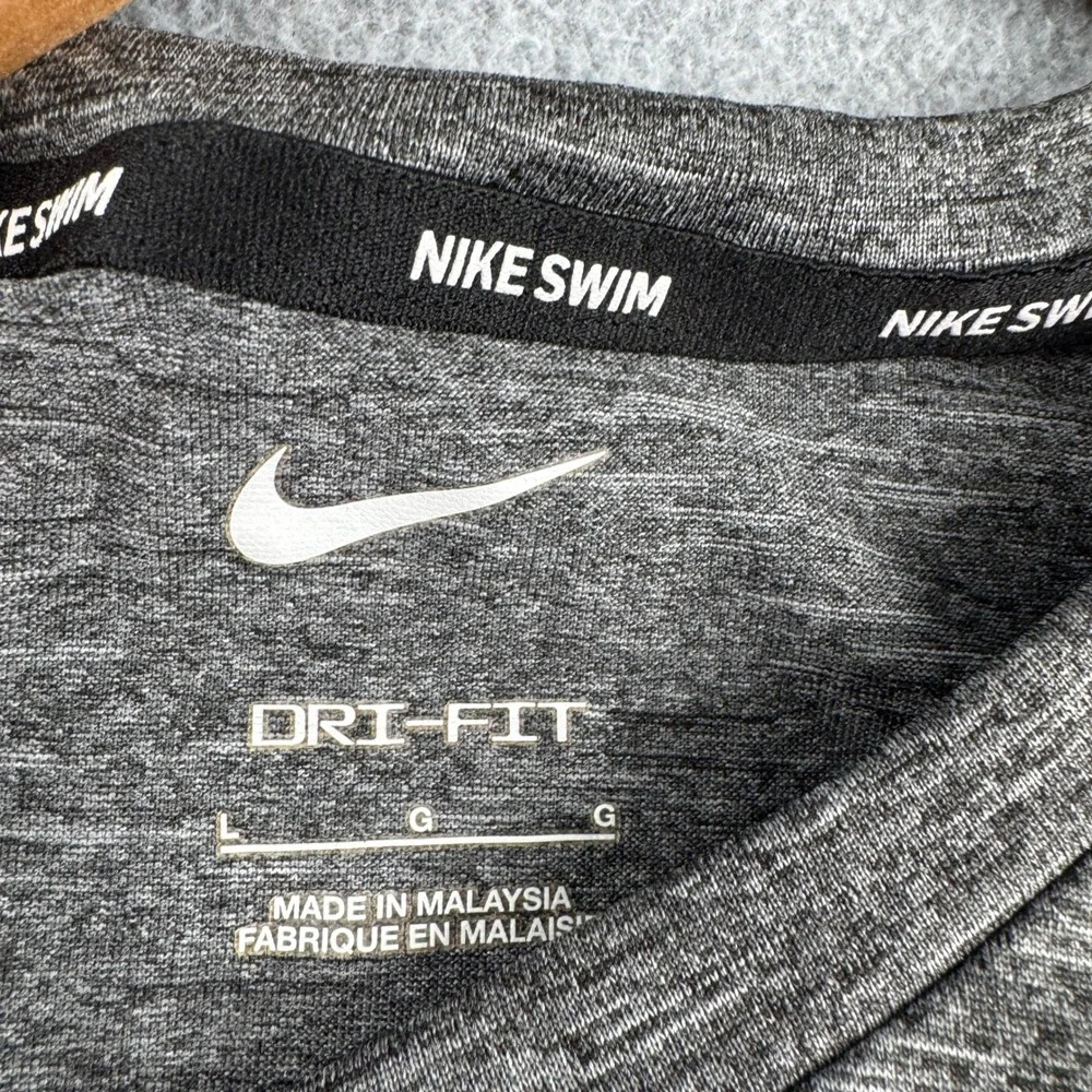 Nike Swim Shirt Mens Large Dri-FIT Heather Grey UPF 40+ Rash Guard Performance